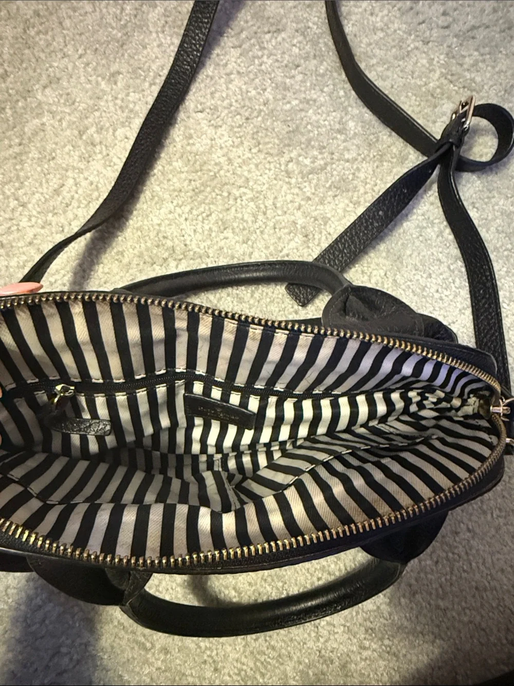 kate spade Black Pebbled Leather Satchel with Detachable Strap
